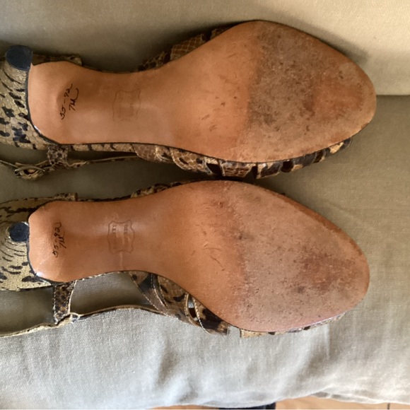 Vintage Brown Snake Print Slingback Sandals 7 - Picture 5 of 5